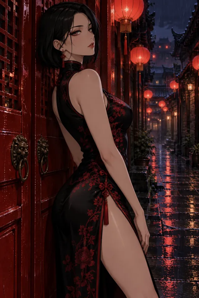 Qipao on a rainy night